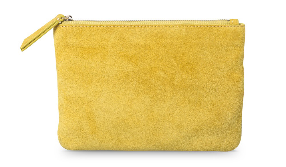 yellow suede pouch