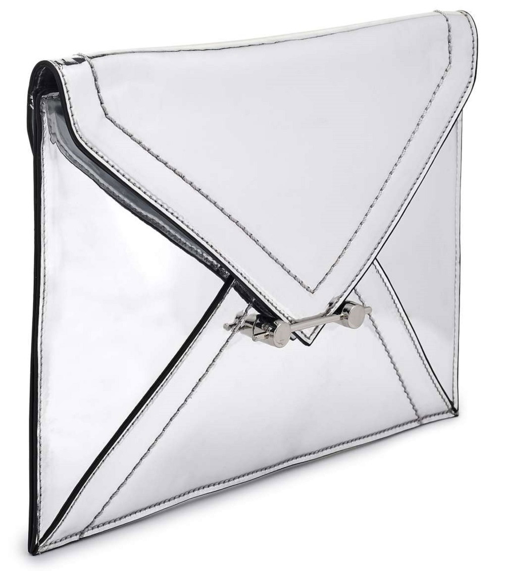 silver mirror clutch bag