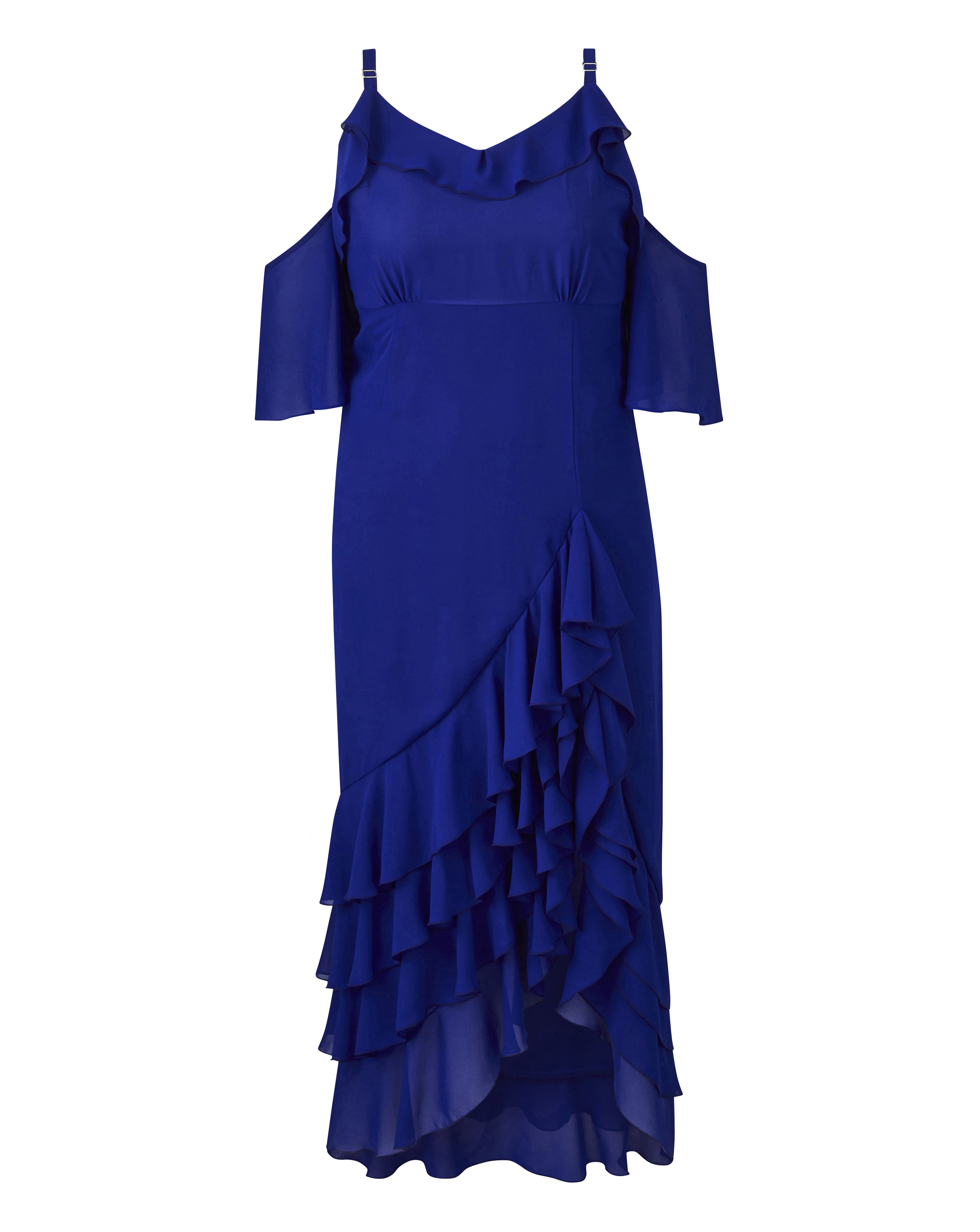 Blue Ruffled Prom Dress