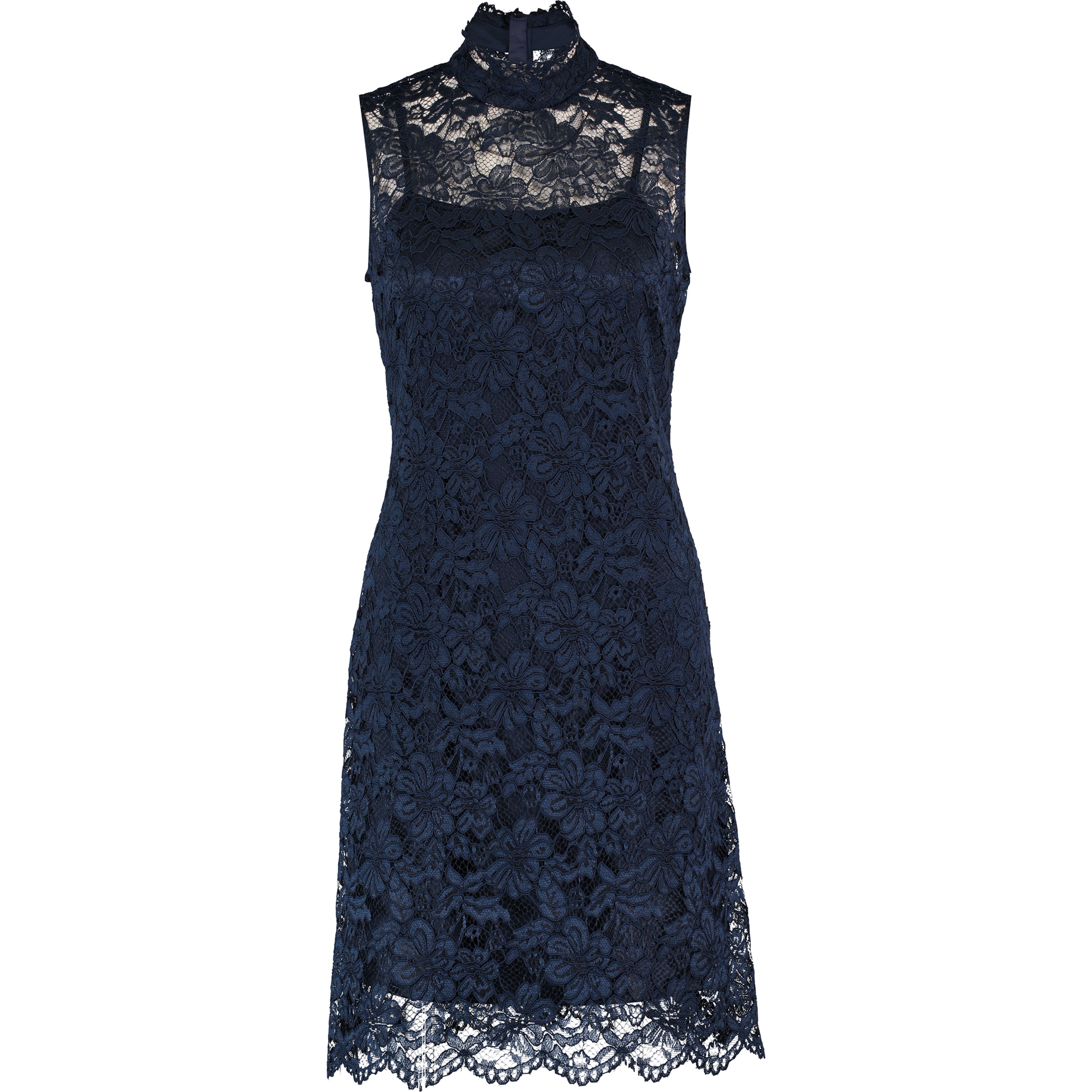 Blue lace prom dress